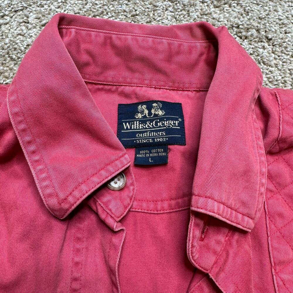 VINTAGE Willis Geiger Button Down Shirt Men Large Red Hunting Shooting 90s - Picture 2 of 6